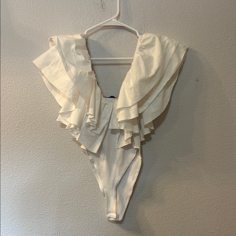 Zara off the shoulder ruffle bodysuit